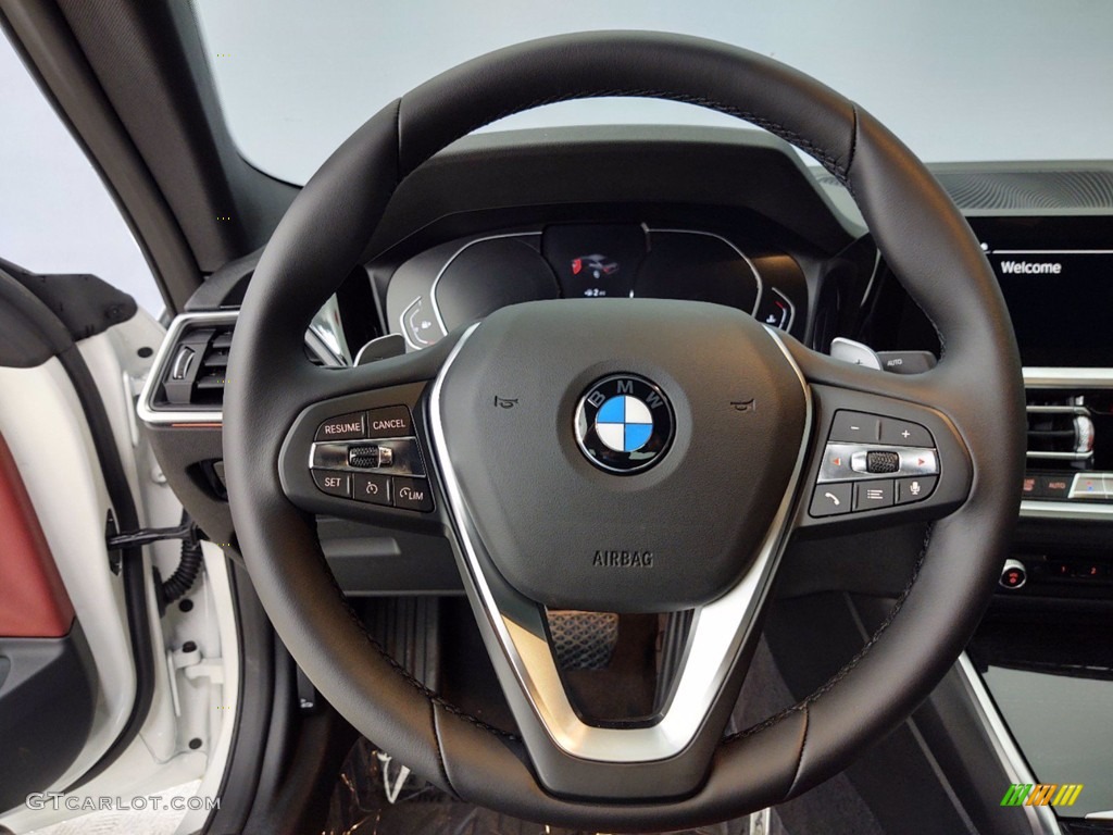 2021 BMW 4 Series 430i Coupe Tacora Red Steering Wheel Photo #141113455