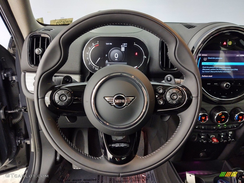 2021 Mini Countryman Cooper S Carbon Black Lounge Leather Steering Wheel Photo #141114961