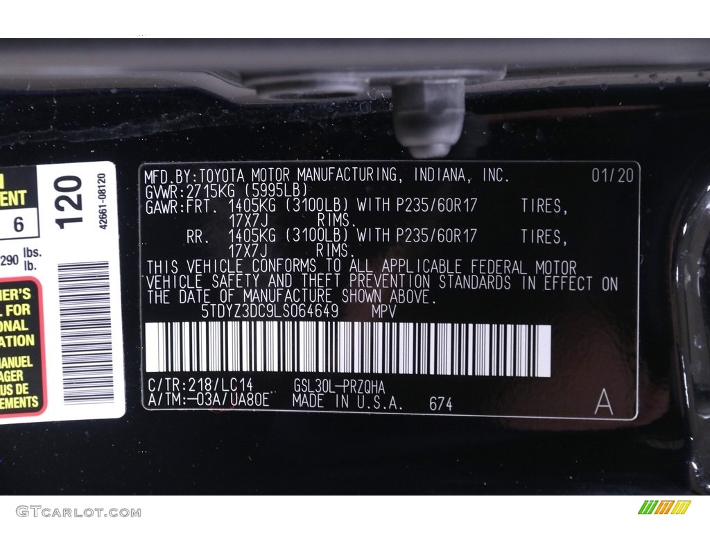 2020 Sienna XLE - Midnight Black Metallic / Ash photo #23