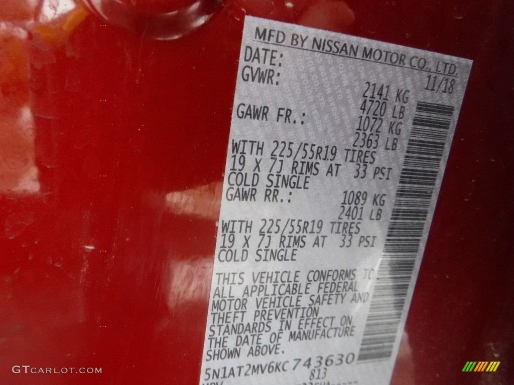 2019 Rogue SL AWD - Scarlet Ember / Charcoal photo #26