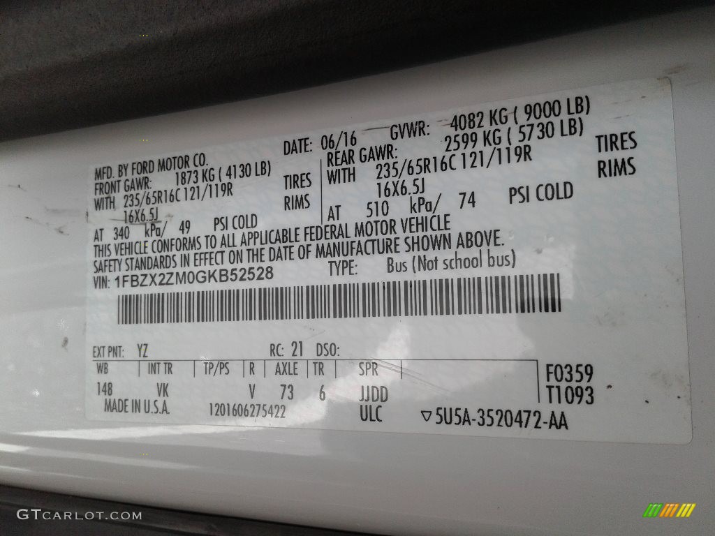 2016 Ford Transit 150 Wagon XL LR Long Color Code Photos