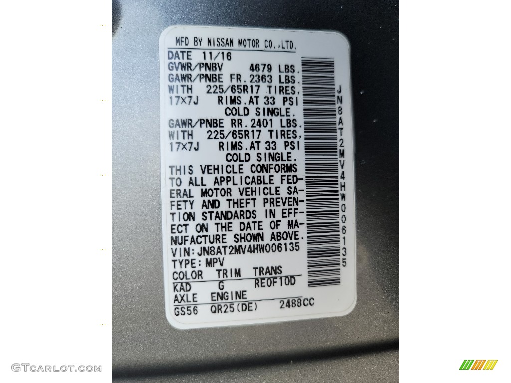 2017 Rogue S AWD - Gun Metallic / Charcoal photo #35