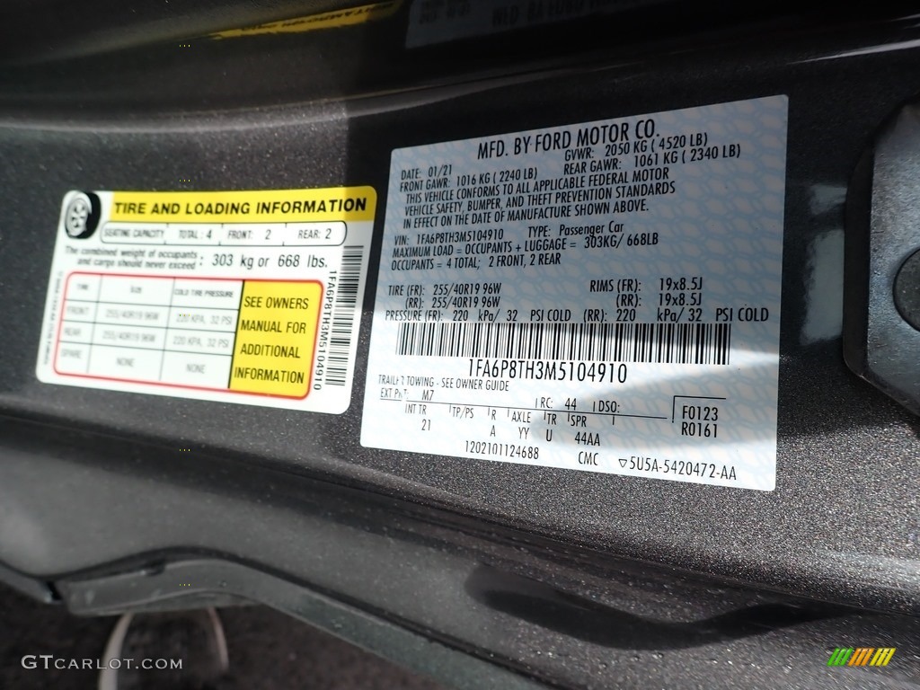2021 Mustang Color Code M7 for Carbonized Gray Metallic Photo #141133508