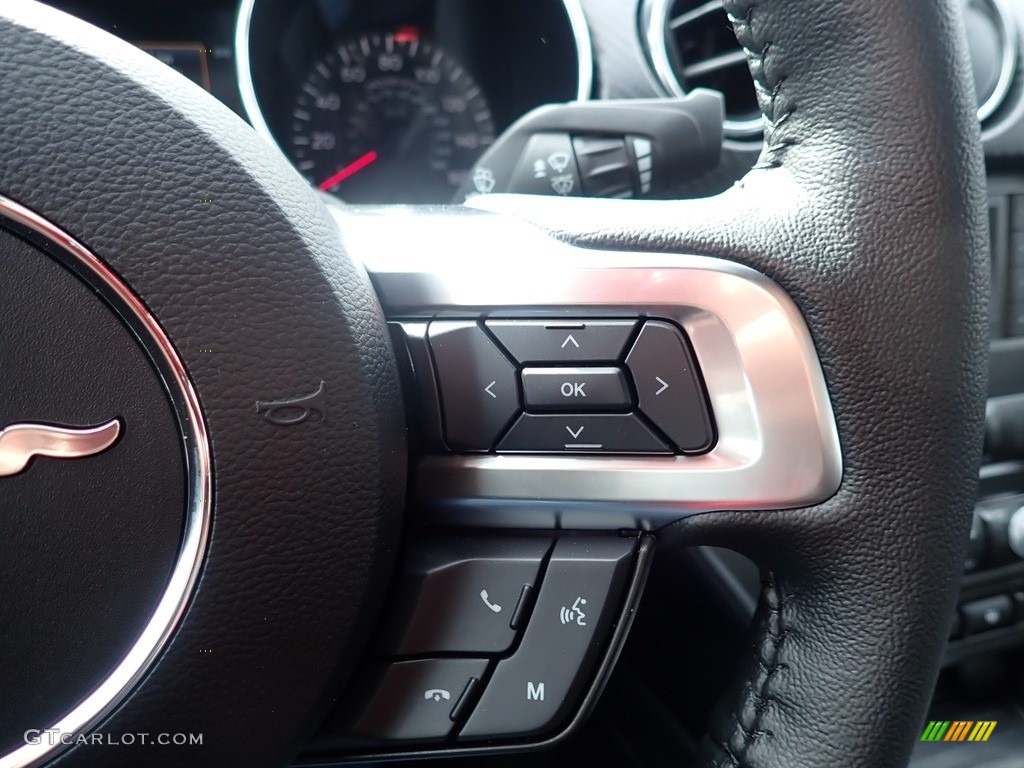 2021 Ford Mustang EcoBoost Fastback Ebony Steering Wheel Photo #141133574