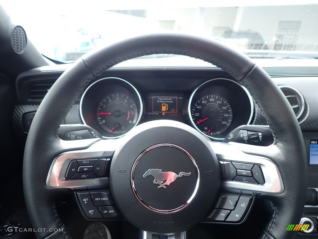 2021 Ford Mustang EcoBoost Fastback Ebony Steering Wheel Photo #141133616