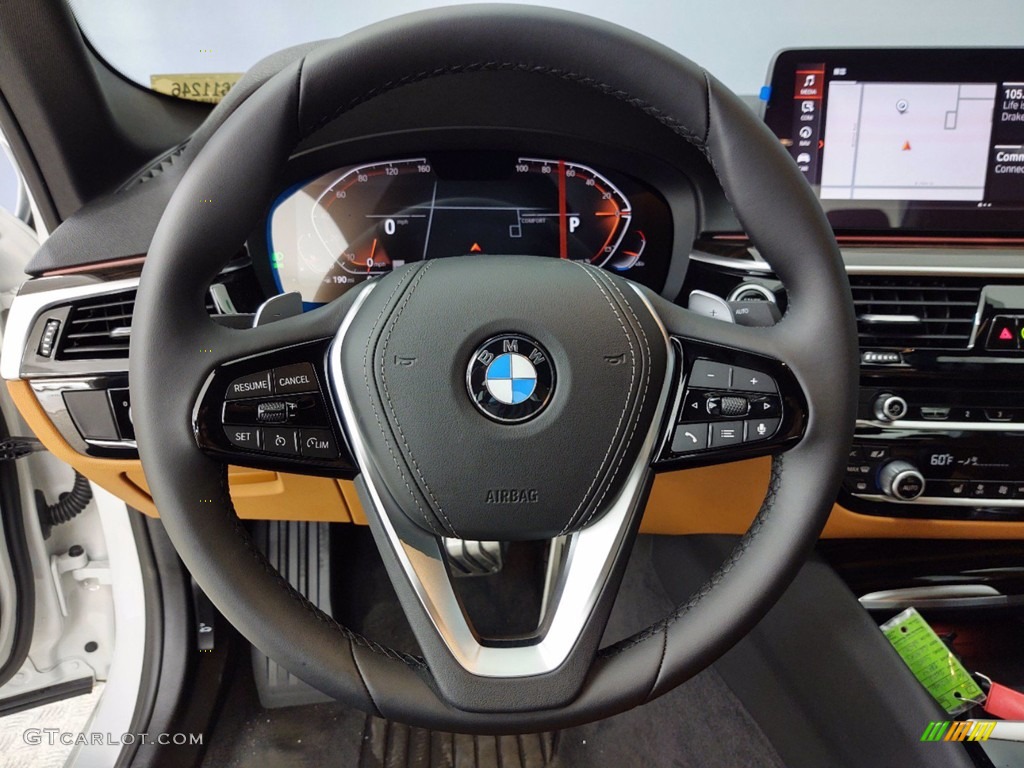 2021 BMW 5 Series 540i Sedan Cognac Steering Wheel Photo #141135660