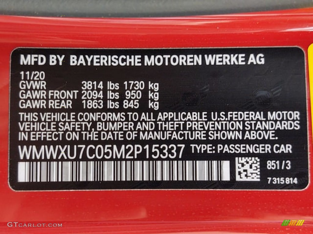 2021 Hardtop Color Code 851 for Chili Red Photo #141142414