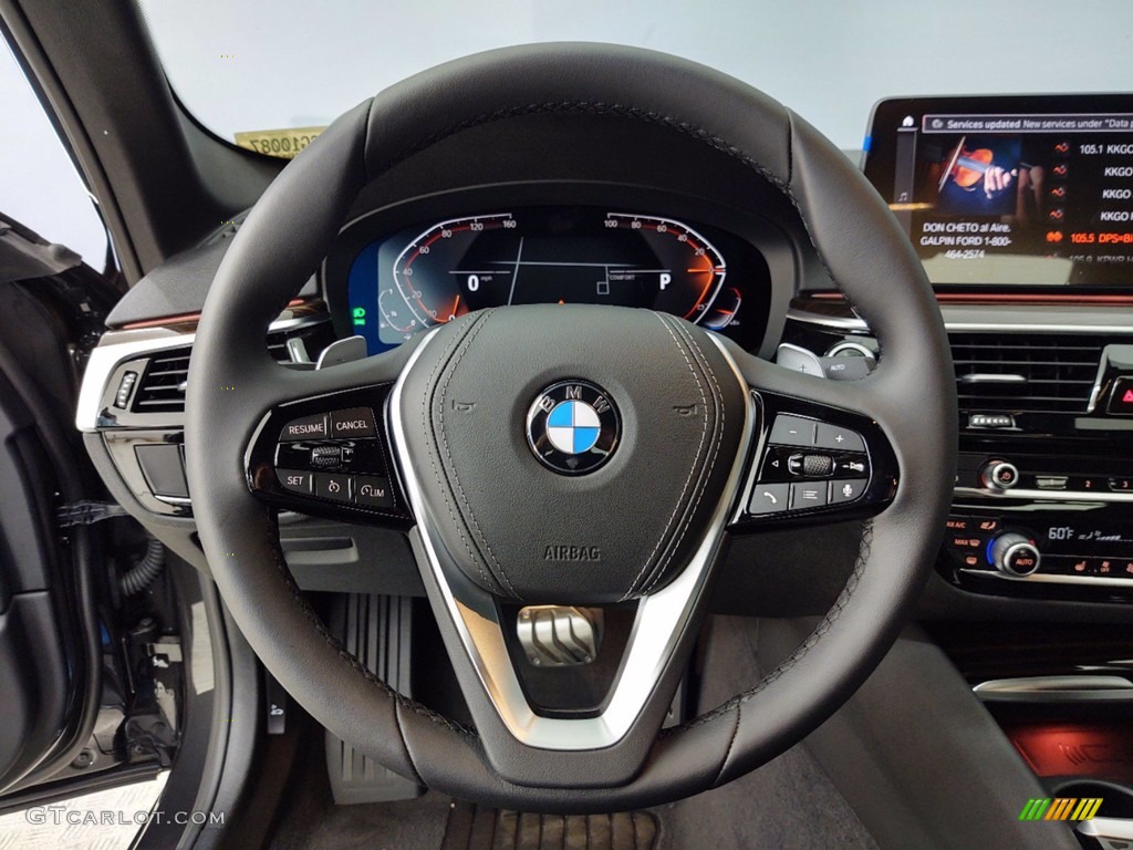 2021 BMW 5 Series 540i Sedan Black Steering Wheel Photo #141145030