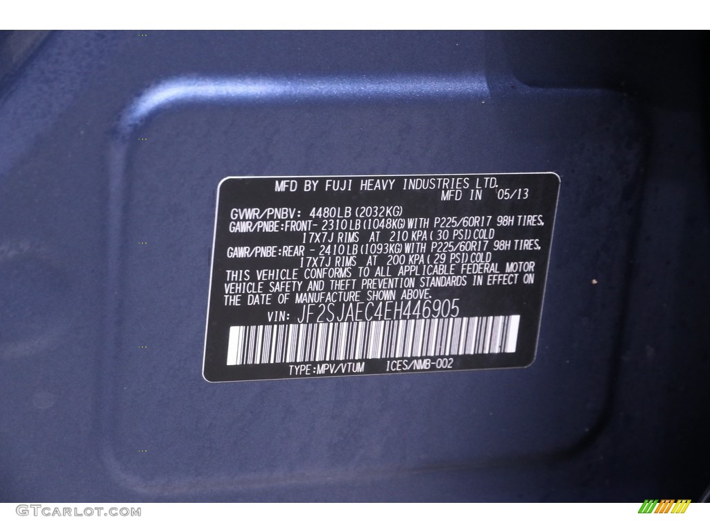 2014 Forester 2.5i Premium - Marine Blue Pearl / Platinum photo #26