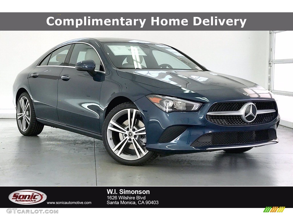 2021 CLA 250 Coupe - Denim Blue Metallic / Macchiato Beige photo #1