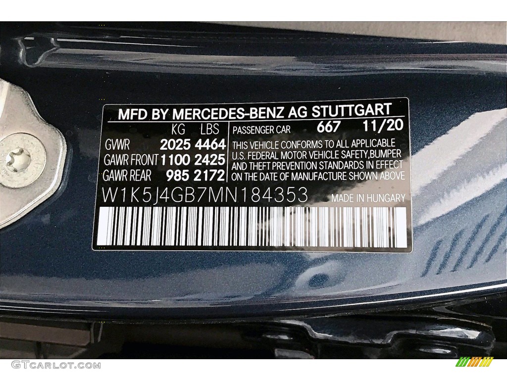 2021 CLA Color Code 667 for Denim Blue Metallic Photo #141150575