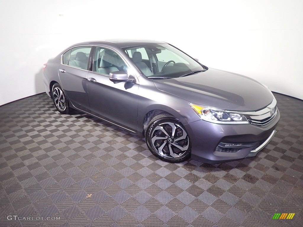 2017 Accord EX-L V6 Sedan - Modern Steel Metallic / Gray photo #7