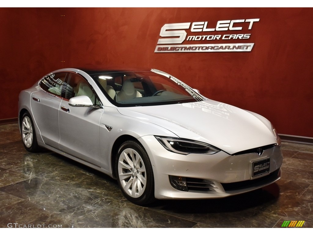 2017 Model S 75D - Silver Metallic / White photo #2