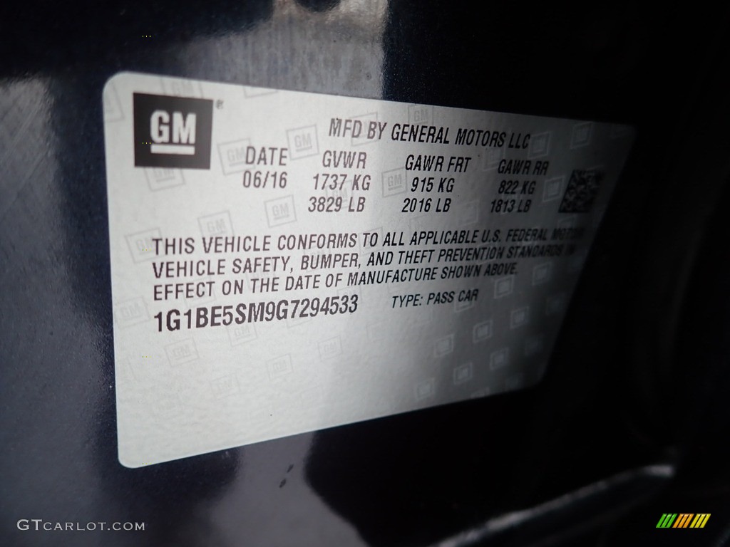 2016 Cruze LT Sedan - Blue Ray Metallic / Jet Black photo #28