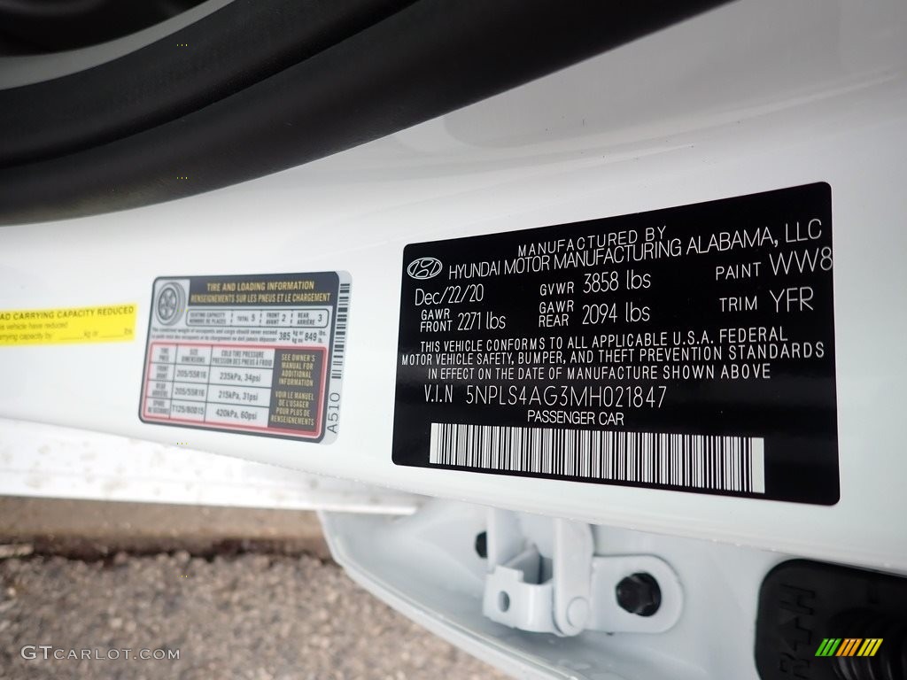2021 Elantra SEL - Quartz White / Medium Gray photo #12