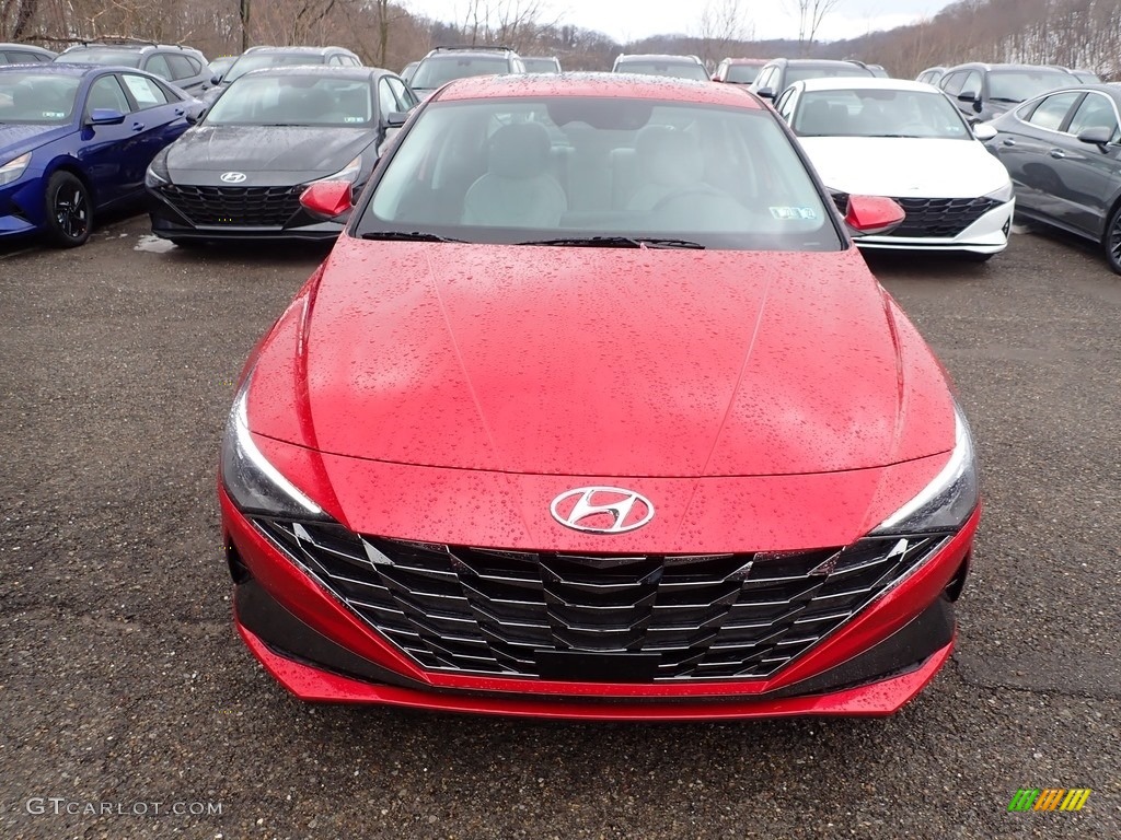 2021 Elantra Limited - Scarlet Red Pearl / Medium Gray photo #4