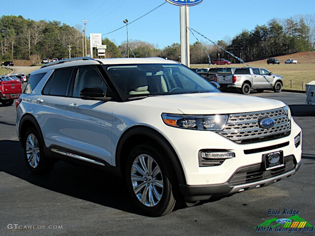 2021 Explorer Limited 4WD - Star White Metallic Tri-Coat / Sandstone photo #7