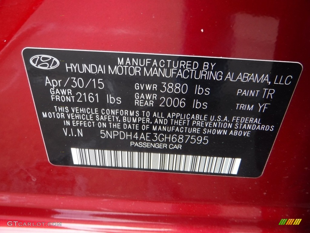 2016 Elantra Value Edition - Red / Beige photo #29