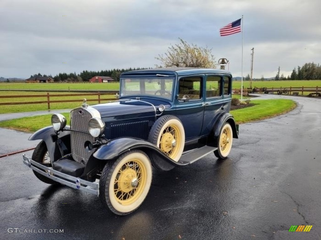 1931 Model A Tudor Sedan - Blue / Tan photo #1
