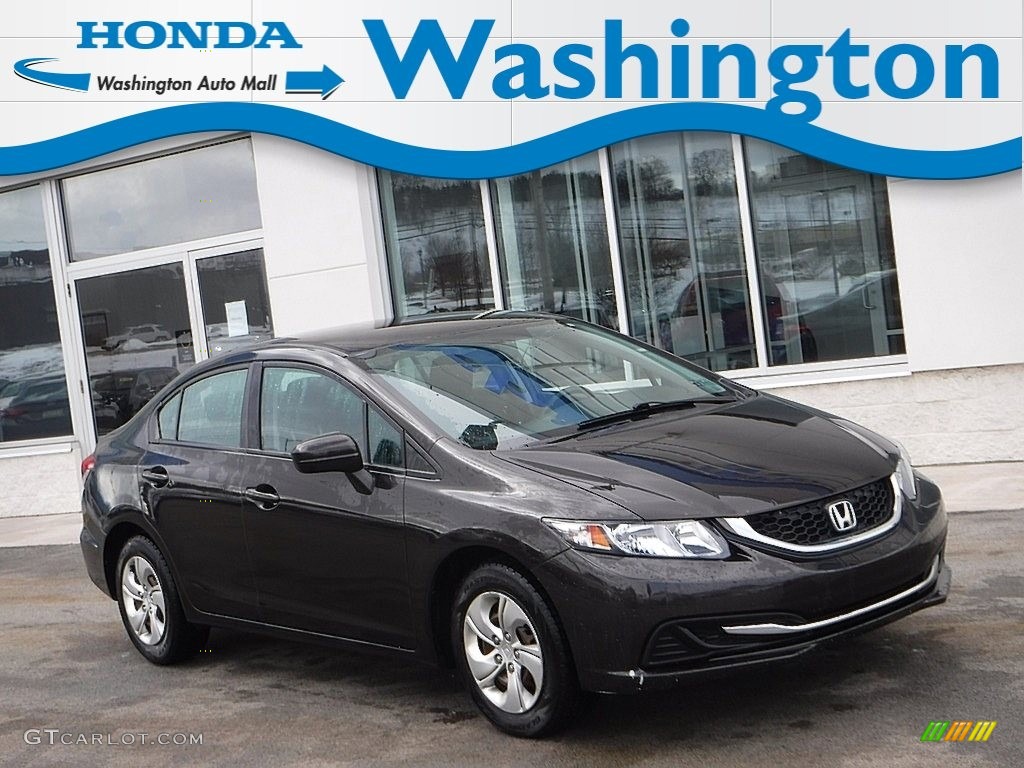 2014 Civic LX Sedan - Kona Coffee Metallic / Beige photo #1
