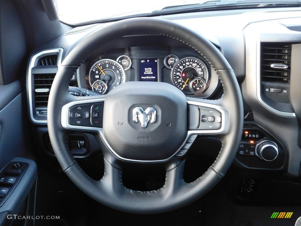 2021 Ram 1500 Big Horn Crew Cab 4x4 Diesel Gray/Black Steering Wheel Photo #141184447