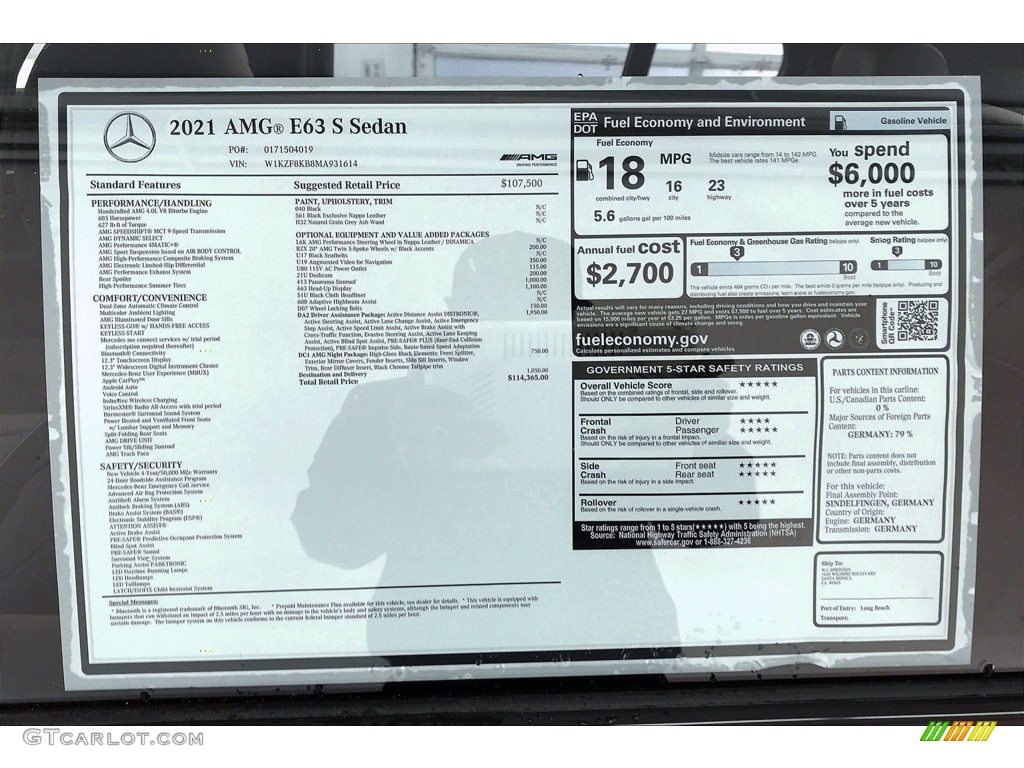 2021 Mercedes-Benz E 63 S AMG 4Matic Sedan Window Sticker Photo #141185563