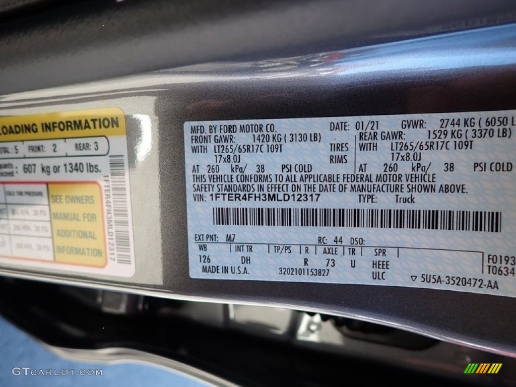 2021 Ranger Color Code M7 for Carbonized Gray Metallic Photo #141186154