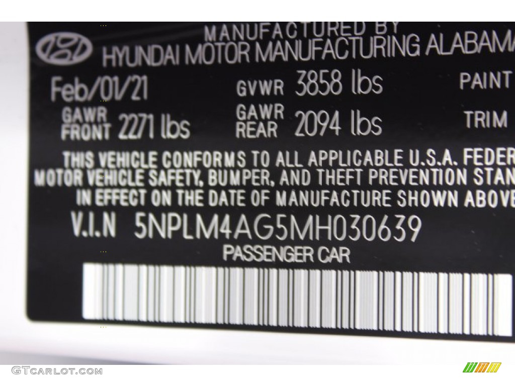 2021 Elantra SEL - Quartz White / Black photo #24