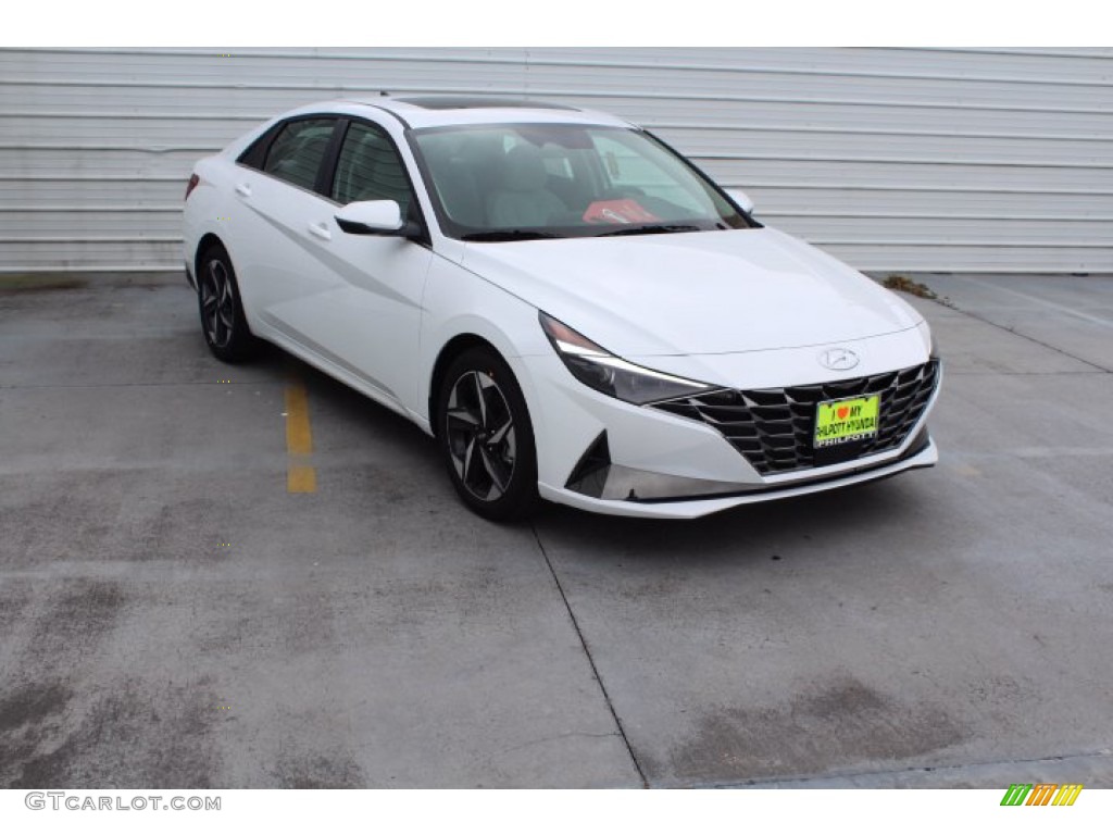 2021 Elantra Limited - Quartz White / Melange/Light Gray photo #2