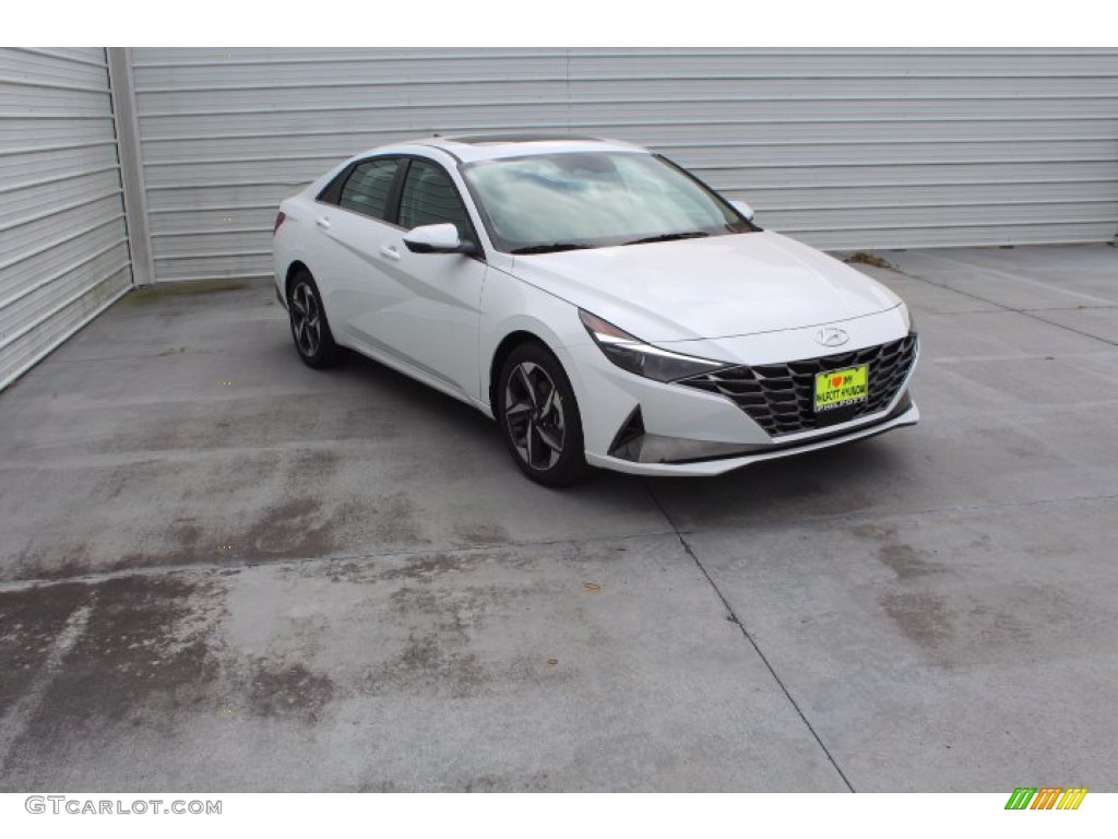 2021 Elantra Limited - Quartz White / Melange/Light Gray photo #2