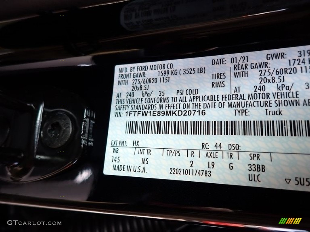 2021 F150 Color Code HX for Antimatter Blue Photo #141189687