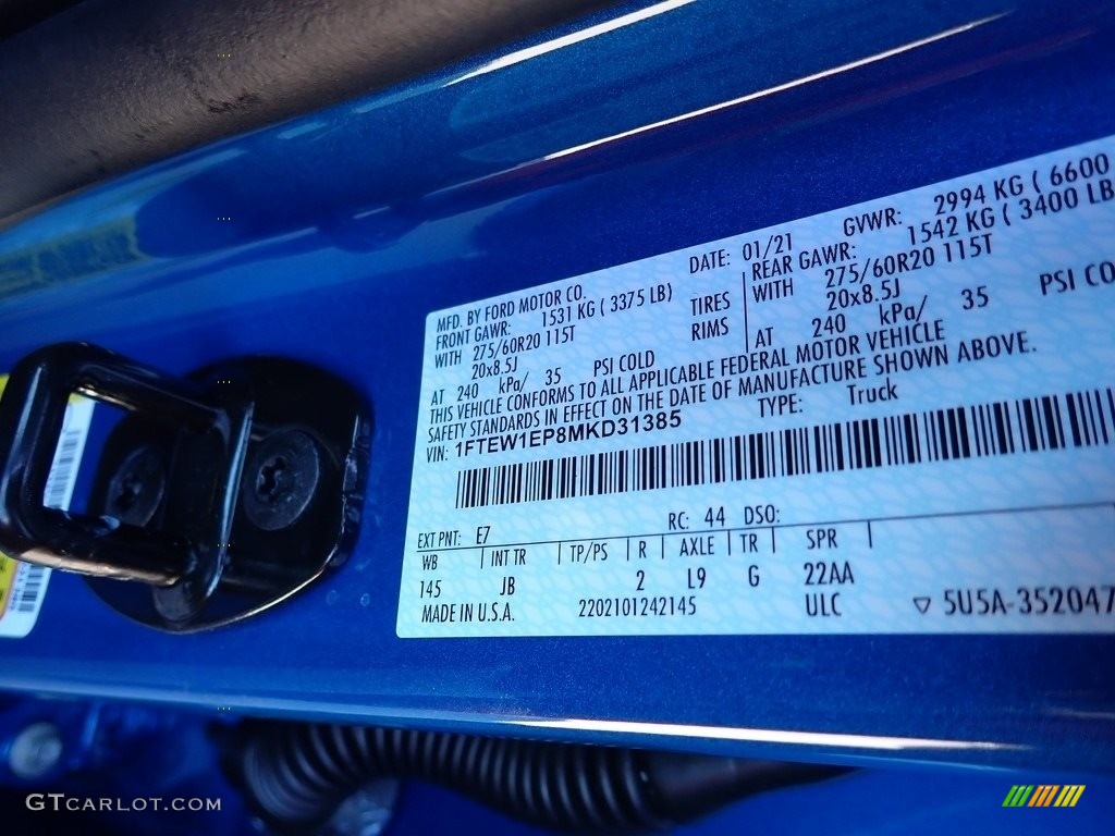 2021 F150 STX SuperCrew 4x4 - Velocity Blue / Black photo #13