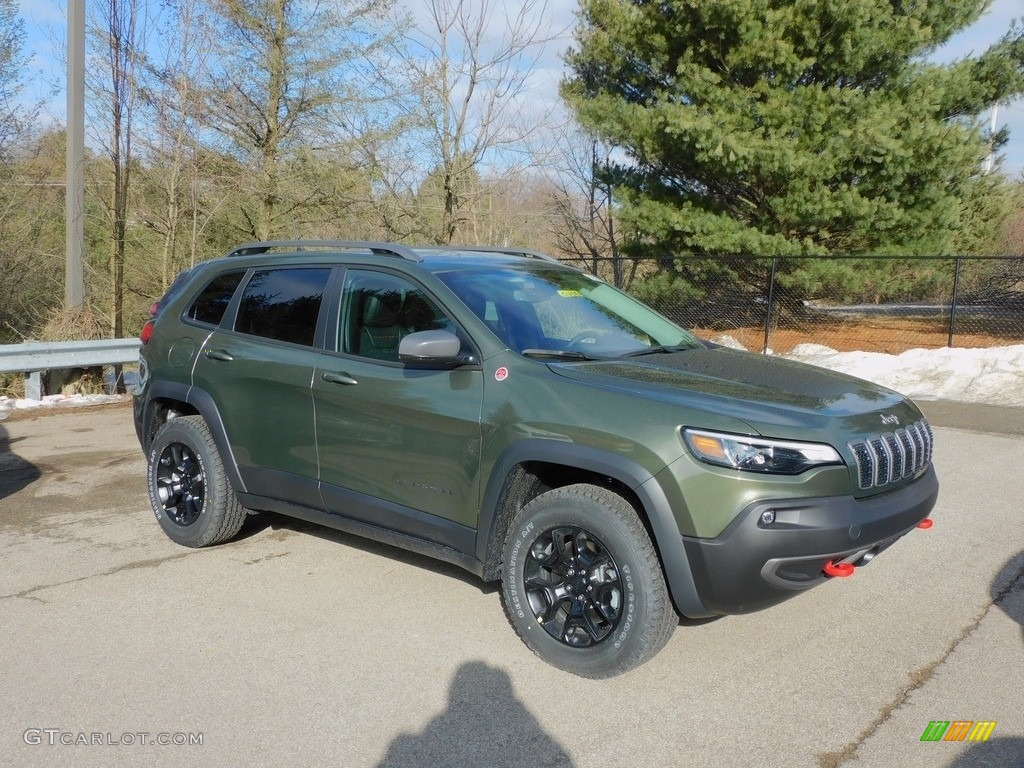 Olive Green Pearl 2021 Jeep Cherokee Traihawk 4x4 Exterior Photo #141202325