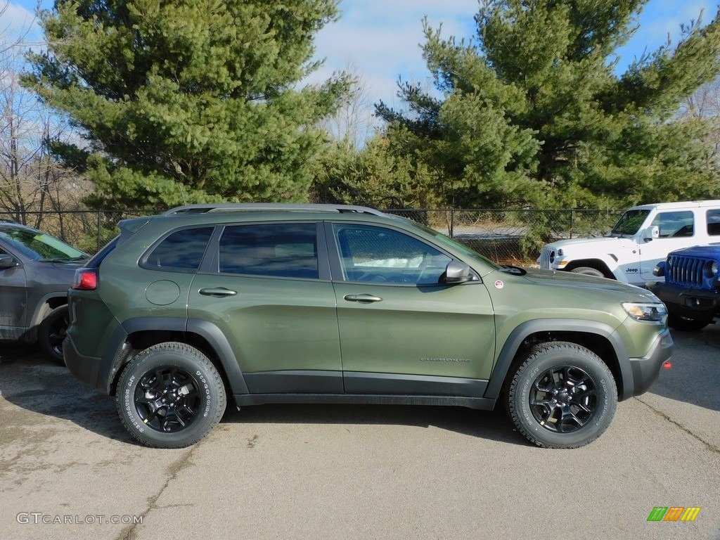 Olive Green Pearl 2021 Jeep Cherokee Traihawk 4x4 Exterior Photo #141202348