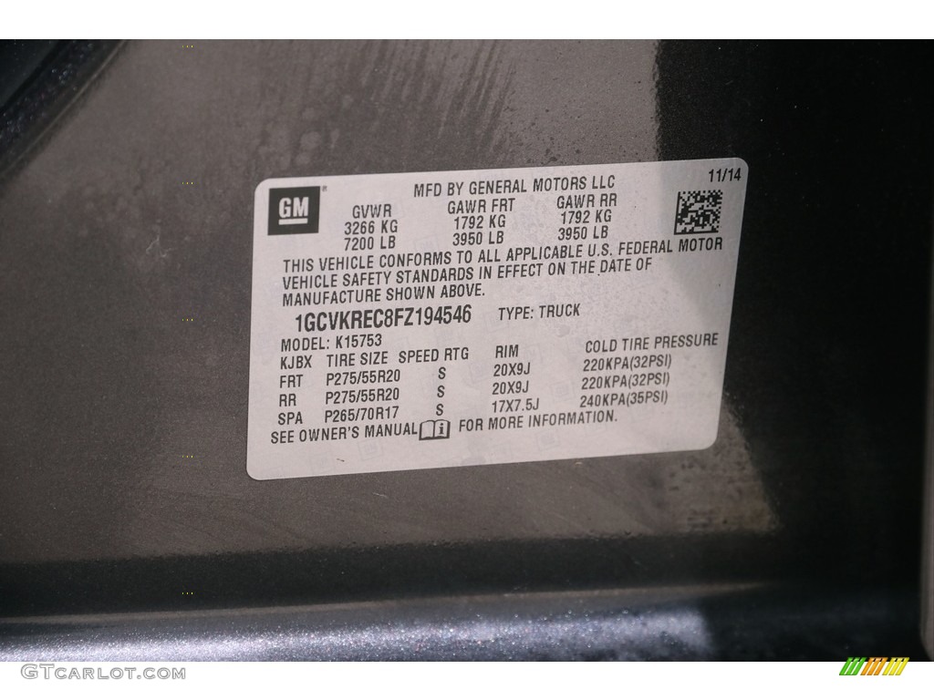 2015 Silverado 1500 LT Double Cab 4x4 - Tungsten Metallic / Jet Black photo #22