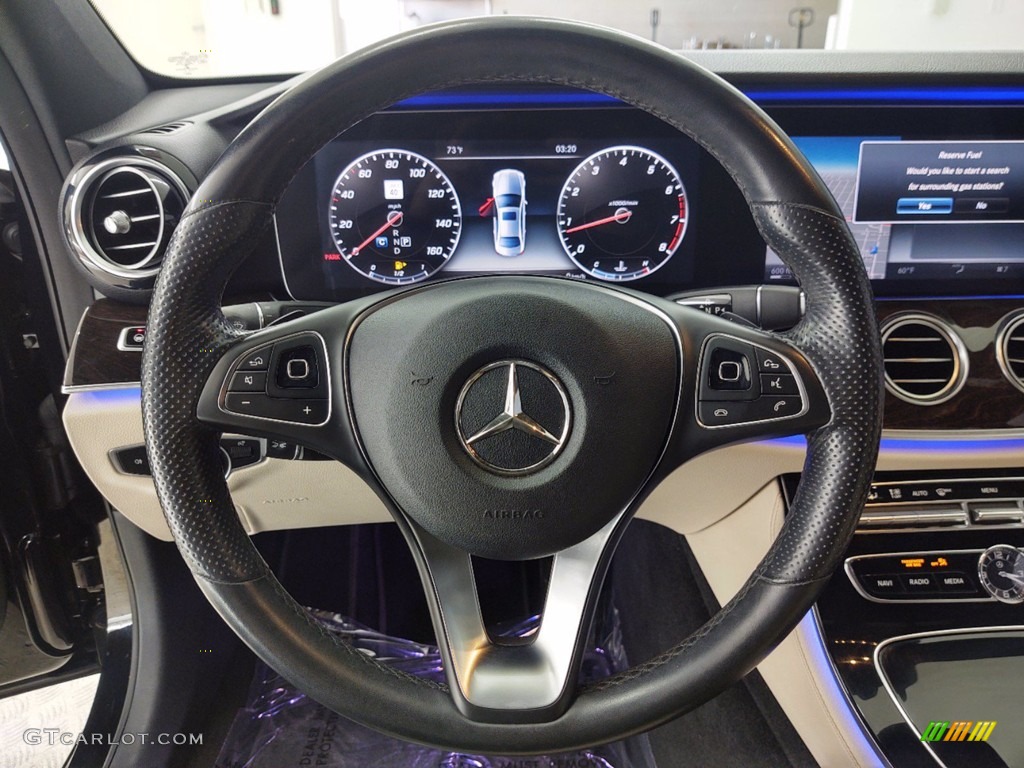 2017 Mercedes-Benz E 300 Sedan Macchiato Beige/Black Steering Wheel Photo #141207899
