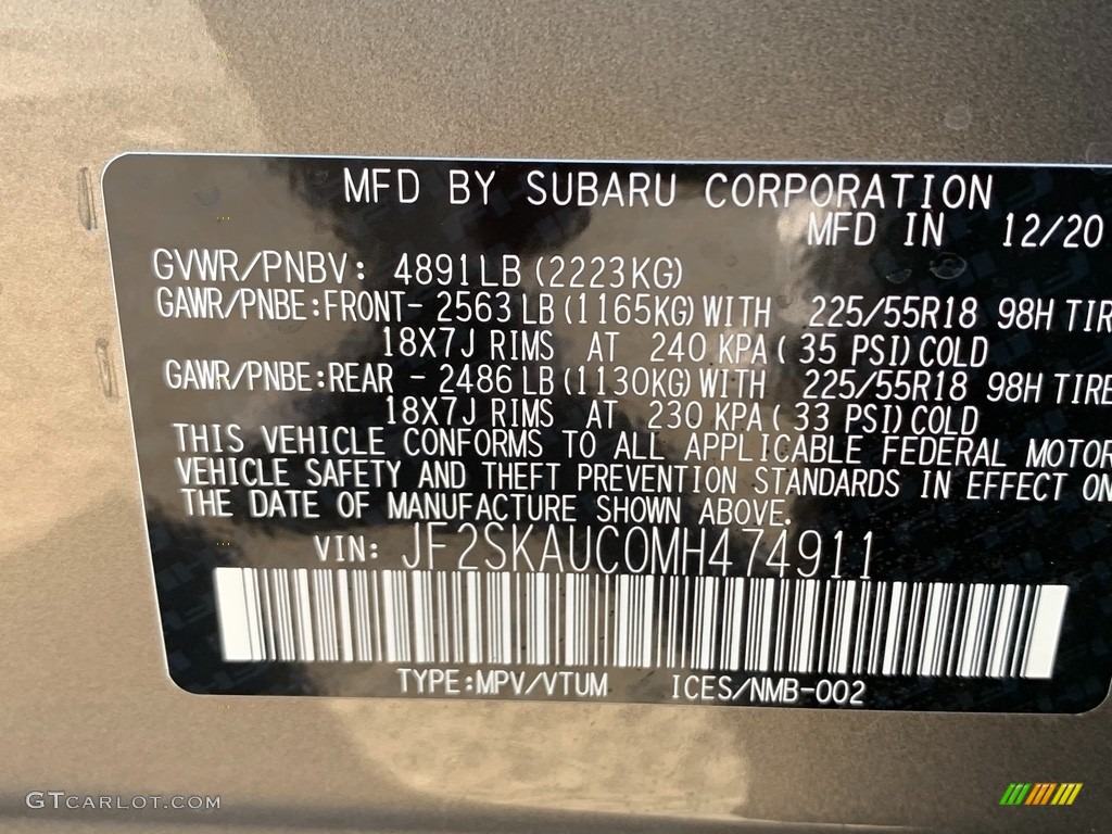2021 Forester 2.5i Limited - Sepia Bronze Metallic / Black photo #10