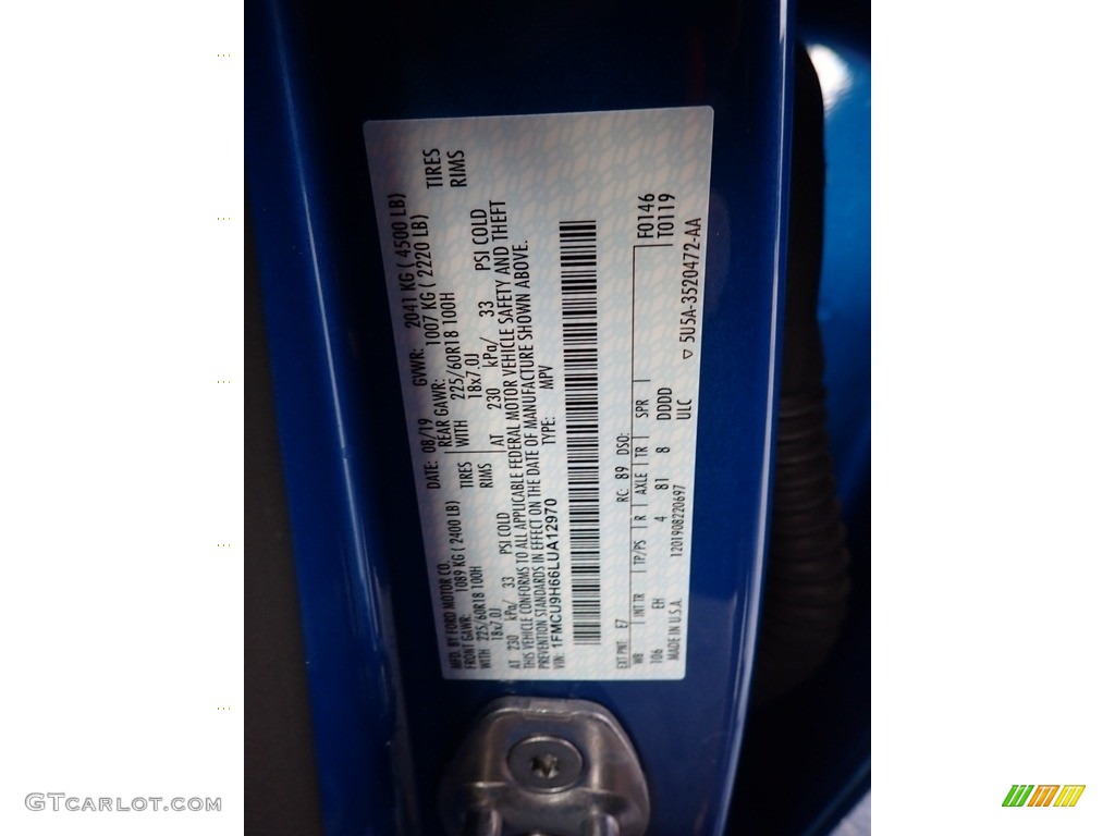 2020 Escape SEL 4WD - Velocity Blue Metallic / Ebony Black photo #23