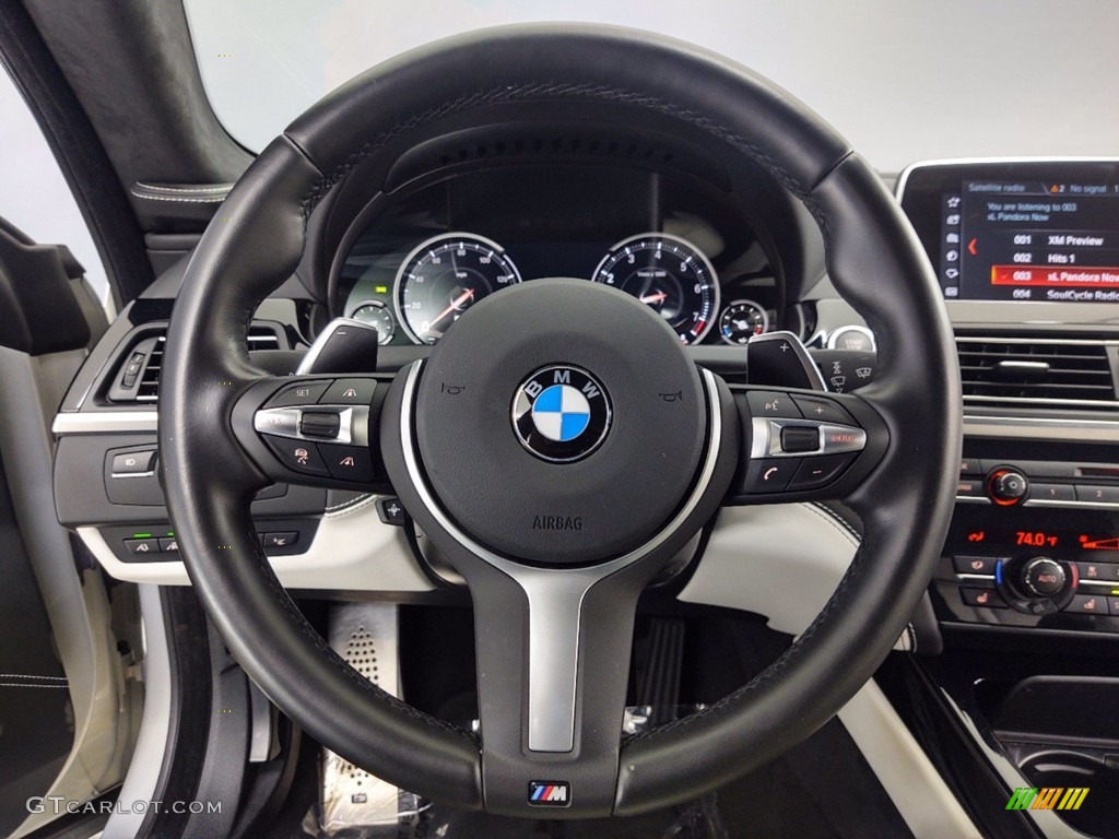 2018 BMW 6 Series 650i Gran Coupe Ivory White Steering Wheel Photo #141213563