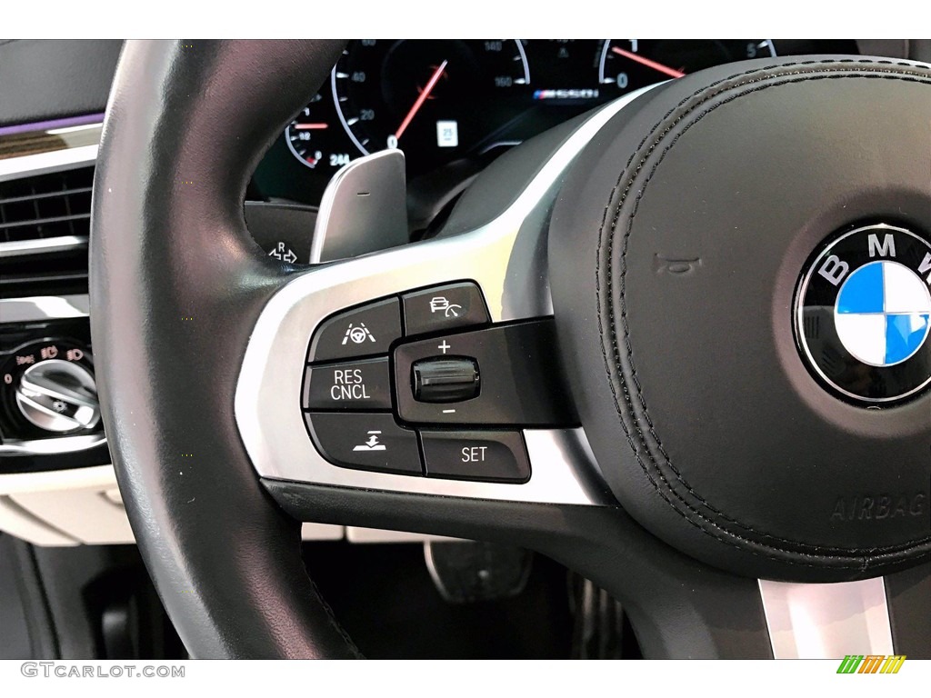 2019 BMW 5 Series M550i xDrive Sedan Ivory White Steering Wheel Photo #141216568