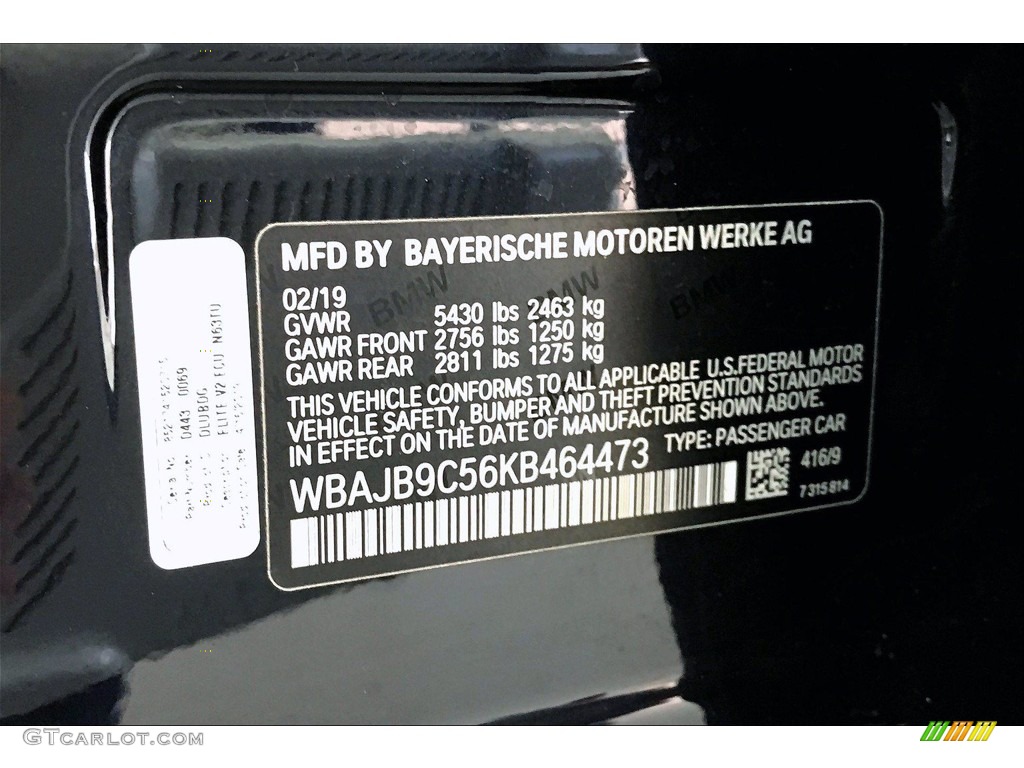 2019 BMW 5 Series M550i xDrive Sedan Color Code Photos