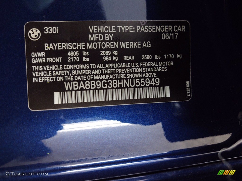 2017 3 Series 330i Sedan - Mediterranean Blue Metallic / Black photo #35