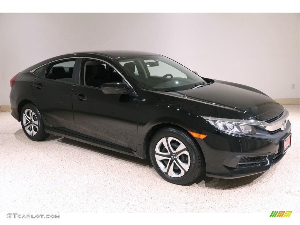 Crystal Black Pearl 2018 Honda Civic LX Sedan Exterior Photo #141218227
