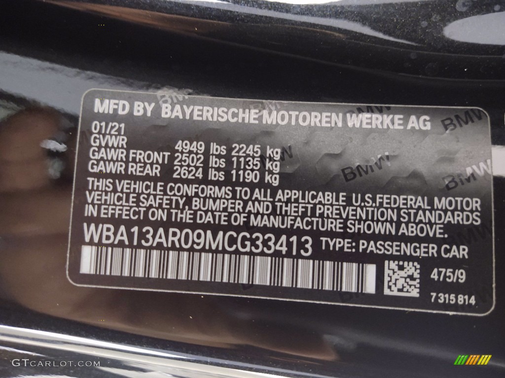 2021 4 Series Color Code 475 for Black Sapphire Metallic Photo #141219229