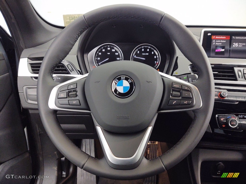 2021 BMW X1 sDrive28i Black Steering Wheel Photo #141219676