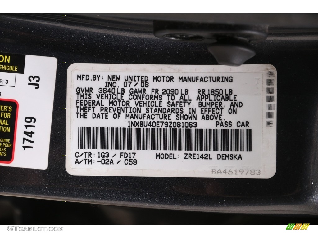 2009 Corolla S - Magnetic Gray Metallic / Dark Charcoal photo #19