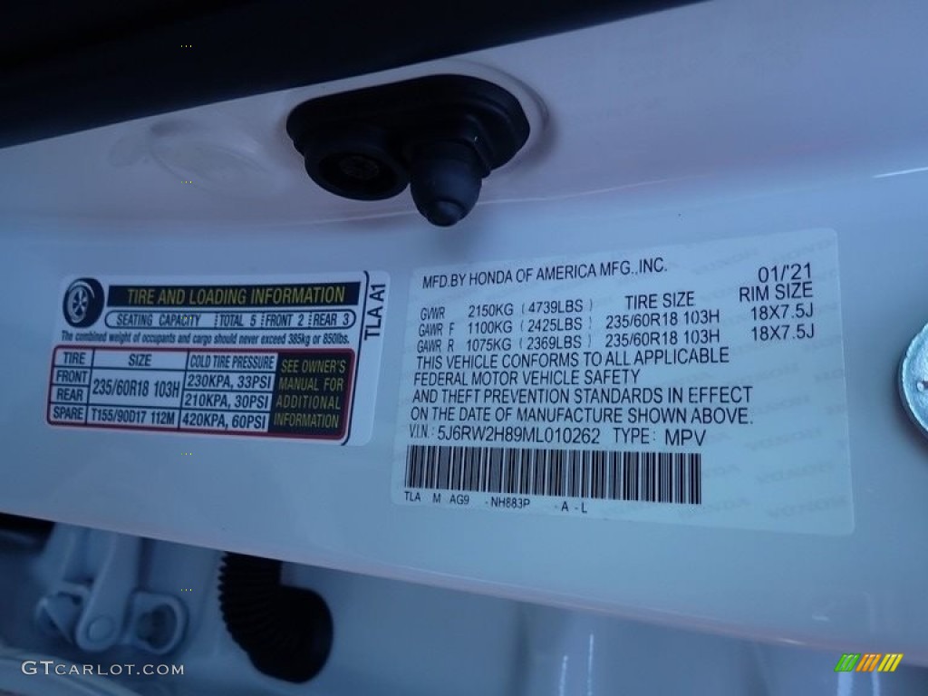 2021 CR-V EX-L AWD - Platinum White Pearl / Black photo #11