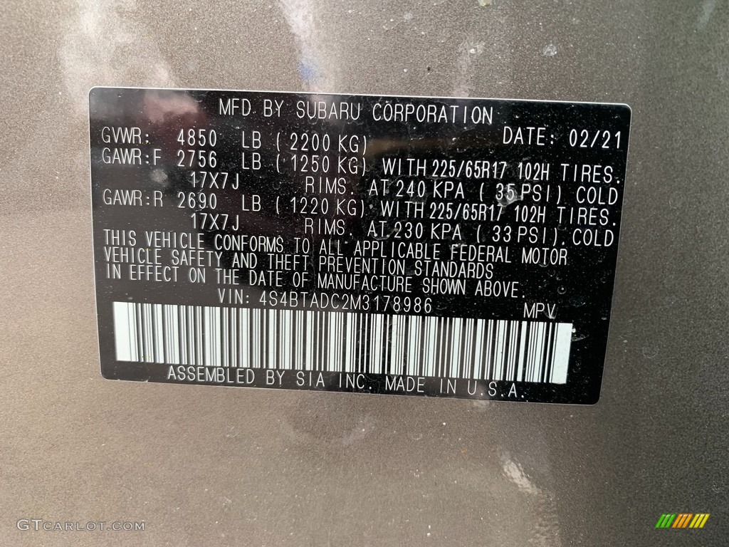 2021 Outback 2.5i Premium - Brilliant Bronze Metallic / Warm Ivory photo #10