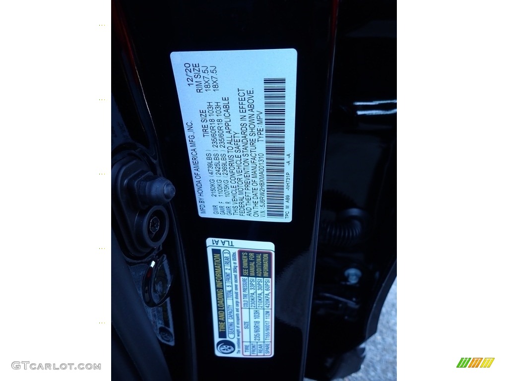2021 CR-V EX-L AWD - Crystal Black Pearl / Black photo #12
