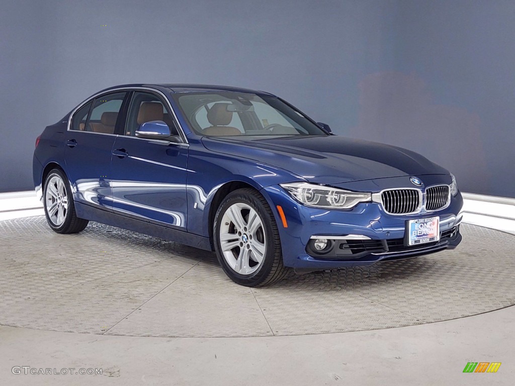 2018 3 Series 330e iPerformance Sedan - Mediterranean Blue Metallic / Cognac photo #1